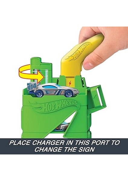 Wheels Elektrikli Araç Şarj Istasyonu Oyun Seti Hot Wheels Elektrikli Araç Şarj Istasyonu ve 1:64 Ölçekli Oyuncak Araba HTN79 fırsatları