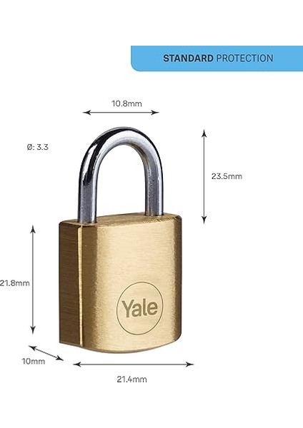 Y110B/20/111/2 - 20MM Pirinç Asma Kilit 2'li Set - Standart Koruma - Çelik Halka - 3 Anahtar fırsatları