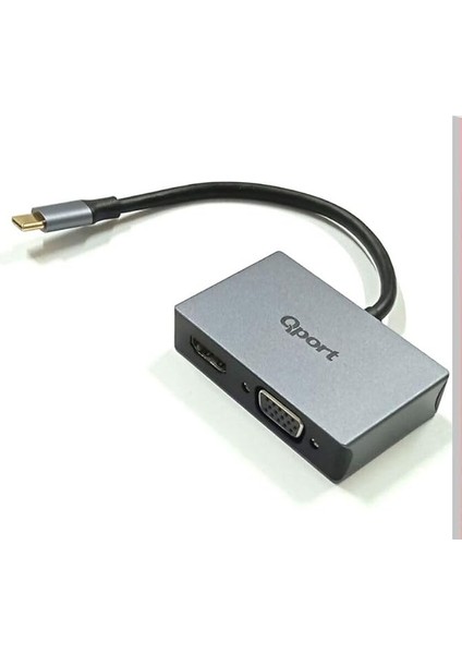 Q-Thv2 Type-C To Hdmı+Vga Çevirici