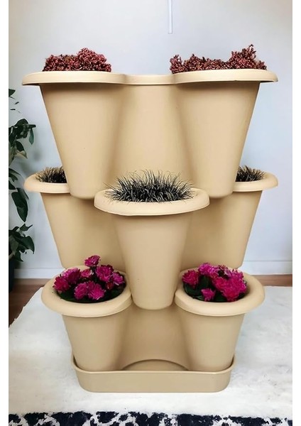 Katlı Şanslı Yonca Tasarımlı Dekoratif Saksı Seti, 26.5 x 26.5 Cm, Çiçek ve Bitki Sebze Yetiştirme, Bahçe Salon Mutfak Saksı Seti (Bronz) fiyatları