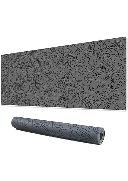 Pro - 4 Farklı Model Dikişli Kenar 120X60 cm Oyuncu Gaming Mouse Pad (Dark Grey Map Lines) modelleri