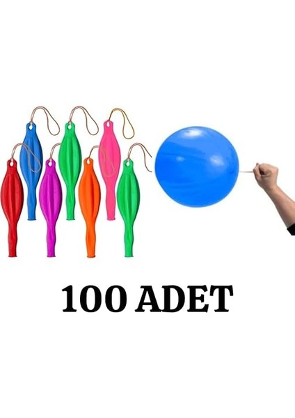 Ticaret Ipli Zıpzıp Balon - 100'LÜ Lastikli Punch Panç Büyük Boy Renkli fırsatları