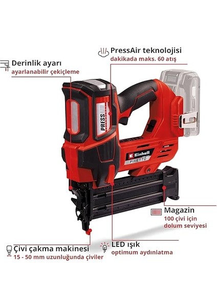 Professional Akülü Çivi Çakma Tabancası Fıxetto 18/50 N Power X-Change (18V, 60 Atış/dk, Maksimum 50 mm Çivi Uzunluğu, Derinlik Ayarı, Tekli/seri Atış Modu, 500 Çivi Dahil) - 4257795 modelleri