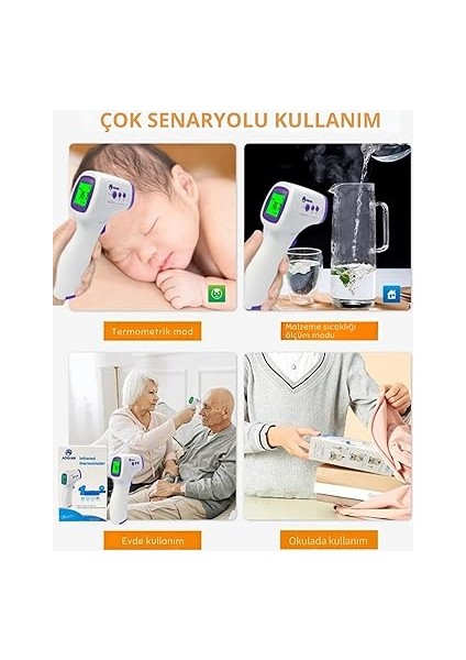 Dijital Temassız Ateş Ölçer Termometre Tabanca Model Hafızalı Pilli Bebek Çocuk Kedi Köpek Ortam Nesne Yemek Havuz fırsatları