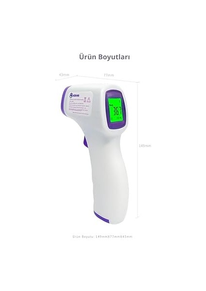 Dijital Temassız Ateş Ölçer Termometre Tabanca Model Hafızalı Pilli Bebek Çocuk Kedi Köpek Ortam Nesne Yemek Havuz indirimleri