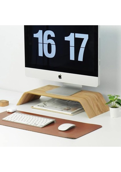 Wood Dayanıklı Ağaç Monitör Ayağı ve Yükseltici Bilgisayar Standı 54X9OF17