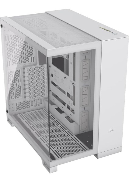 6500X Mid-Tower Atx Çift Bölmeli Pc Kasası - Panoramik Temperli Cam - Ters Bağlantı Anakart Uyumlu - Fan Dahil Değildir - Beyaz