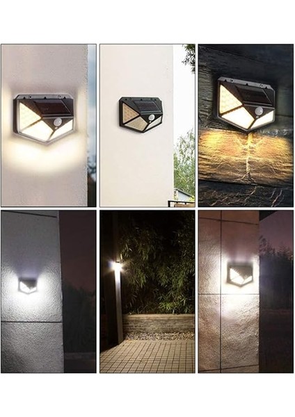 Solar Lamba 100 LED Pır Hareket Sensörlü Dış Duvar Lambası IP65 Bahçe Teras - 1 Adet indirimleri
