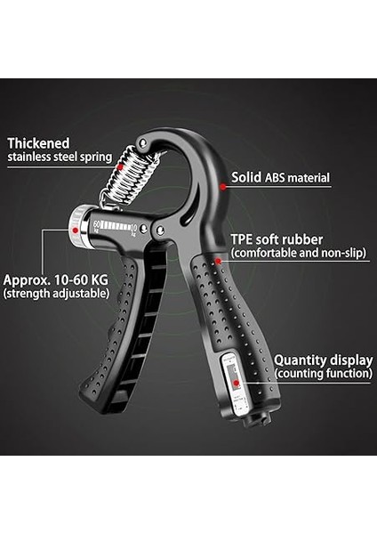 El Kavrama Güçlendirici, 10-60 kg Ayarlanabilir El Kavrama Egzersizi Önkol, Sayma Işlevli, Kas Geliştirme, Yaralanma ve Stres Giderme Için El Eğitmeni fiyatları