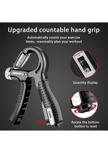 El Kavrama Güçlendirici, 10-60 kg Ayarlanabilir El Kavrama Egzersizi Önkol, Sayma Işlevli, Kas Geliştirme, Yaralanma ve Stres Giderme Için El Eğitmeni modelleri