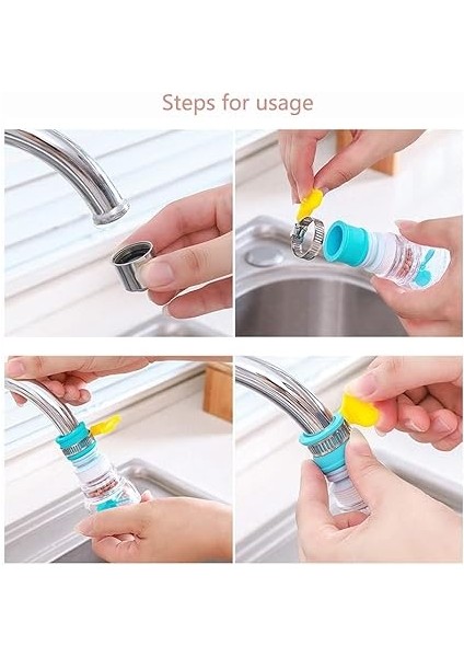 Pervaneli 360° Döner Mutfak Musluk Başlığı | Su Tasarruflu Filtreli Musluk Ucu | Sıçrama Önleyici, Klor Filtreli, Esnek Musluk Aparatı - 16-23 mm Musluklara Uyumlu fırsatları