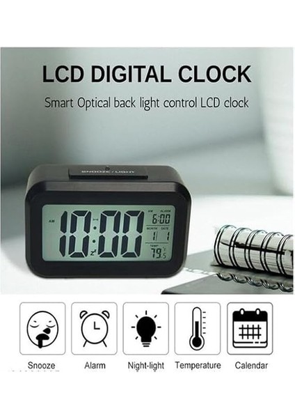 Dijital Masa Saati Alarmlı Karanlık Sensörlü Fotoselli Siyah fiyatları