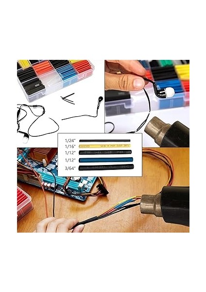 Home 560 Parça Isıyla Daralan Makaron Kablo Koruyucu Set, Elektrik Kablosu Için Isıya Dayanıklı Koruyucu, Kutulu, Çeşitli Boyutlarda modelleri