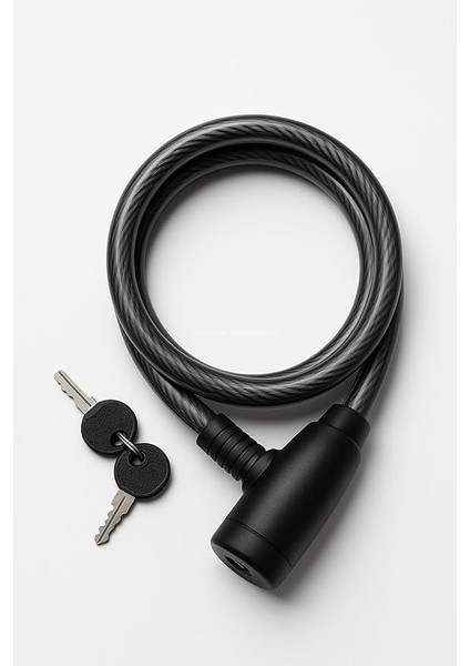 Bisiklet Kilidi, 80 cm Uzunluk, 12 mm Kalınlık, Su Geçirmez Pvc Kaplama, Çelik Gövdeli, Yedek Anahtarlı, Güvenlik Kilidi, Dış Mekan Kullanıma Uygun