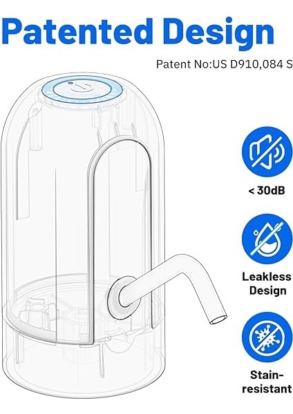 Otomatik Içme Suyu Pompası, USB Şarj, Evrensel 5 Galon Şişe Için Taşınabilir Elektrikli Su Sebili Anahtarı - Siyah fiyatları