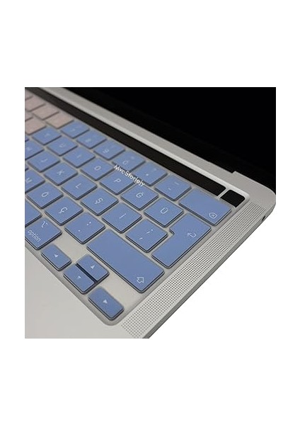MacBook Klavye Koruyucu – Touchbar Pro M1,m2 13 Inç A2289 A2251 A2338 & 16 Inç A2141 Uyumlu • Türkçe Q + Uk Iso Enter • Silikon Toz & Sıvı Koruma Mavi Pembe modelleri