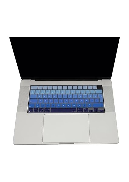 MacBook Klavye Koruyucu Silikon Kılıf Türkçe Q Baskılı Uk-Ters L- Enter Tipi Air 13,6-15,3inç- Pro 14,2-16,2inç M1-M2-M3-M4 Pro Max Uyumlu, Yıkanabilir Silikon Klavye Filmi Lacivert Mavi fırsatları