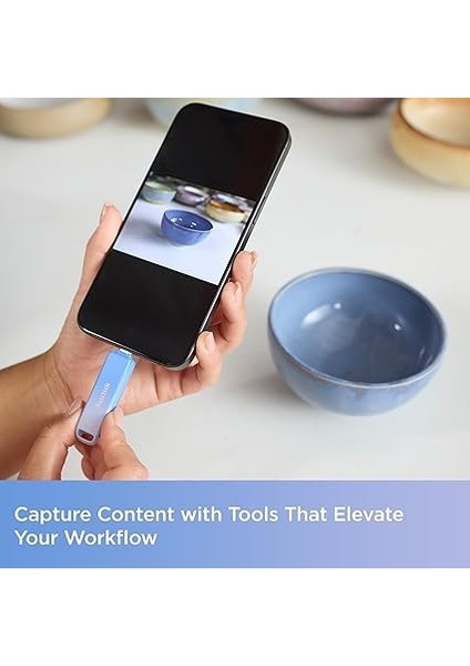 Creator Phone Drive 128 GB (Iphone, Ipad, Pc ve Mac Için, Lightning ve USB Type-C Için, Otomatik Yedekleme, Şifre Koruması, 90 Mb/s'ye Kadar Aktarım, 3 Ay Adobe Lightroom Dahil) modelleri