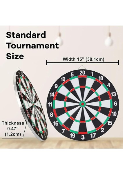 Tahtası Seti 15 Inç Büyük Orta Boy Çift Taraflı Dart Tahtası Oyun Seti fırsatları