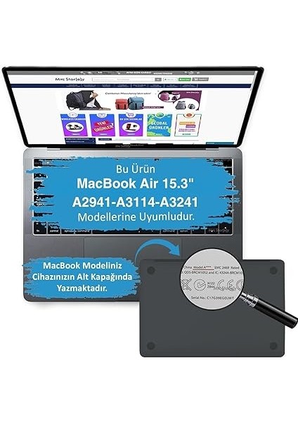 Macbook Air Kılıf 15 Inç Mat Kılıf Touchıd Air M2-M3-M4 A2941 A3114 A3241 ile Uyumlu Şeffaf fiyatları