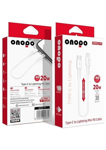 P3 Type-C To Lightning Mini Pd 20W Hızlı Şarj ve Data Kablosu | 30CM | iPhone Uyumlu | 480MBPS Veri Aktarımı