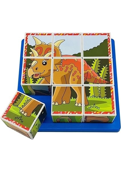 Dinozorlar 3D Küp Puzzle, Seri 2, 9 Küp 6 Dinazor Yapboz modelleri