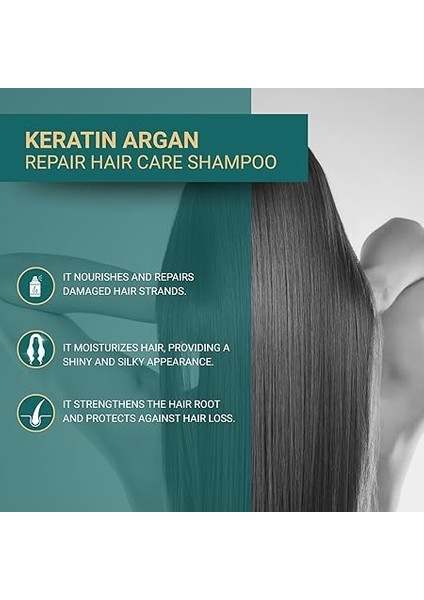 Keratin & Argan Onarıcı Şampuan 300 ml – Yıpranmış Saçlar Için Nemlendirici ve Onarıcı Bakım fiyatları