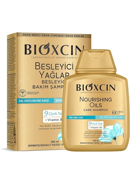 Besleyici Yağlar Şampuan 300 ml – Kuru ve Yıpranmış Saçlar Için, 9 Çiçek Yağı, Pantenol ve Biocomplex B11 Içerikli, Sülfatsız