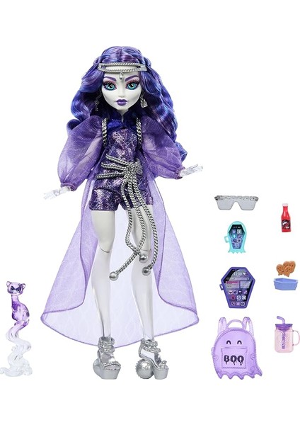 Hıgh Spectra Vondergeıst Bebek Evcil Gelinciği Rhuen ve Aksesuarlarıyla Monster High Spectra Vondergeist Bebek HXH77