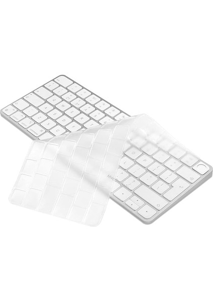 Magic Keyboard 3 ile Uyumlu Klavye Koruyucu A2449 A2450 A3118 A3203, Touch Id Uyumlu, Silikon 0.3 mm Ultra Ince, Yıkanabilir, Toz-Sıvı Koruma, Sessiz Yazım Şeffaf