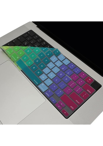 Macbook Air Pro Klavye Koruyucu M1-M2-M3,(Us-Abd Ingilizce) A2681 A3113, A2941 A3114, A2442 A2779 A2992 A2918, A2485 A2780 A2991 ile Uyumlu Dazzle Pembe Yeşil