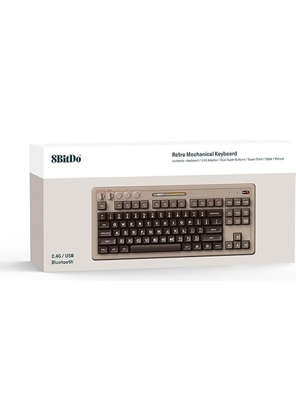 Retro Mekanik Klavye, Bluetooth/2.4g/usb-C Hot Swappable Oyun Klavyesi, 87 Tuşlu, Çift Süper Düğmeli ve Süper Çubuklu, Windows ve Android Için - C64 Edition - Qwerty Ingilizce Klavye indirimleri