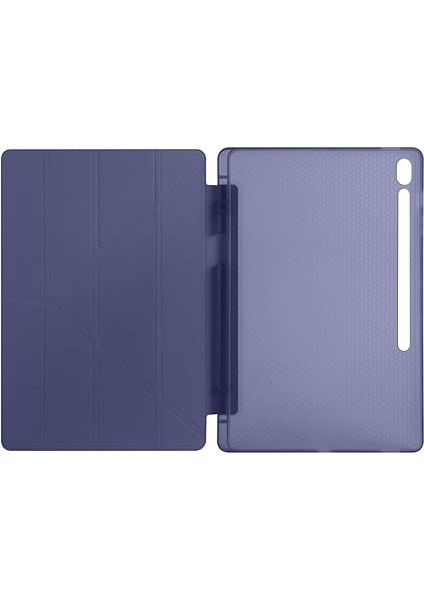Samsung Galaxy Tab S10 Fe Plus / 13.1" Inç ile Uyumlu Kılıf Tri Folding Silikon Kalem Bölmeli Katlanabilir Standlı Pu Deri Yumuşak Kapak, Tablet Kılıfı [akıllı Kapak, Uyku Modlu] - Lacivert modelleri