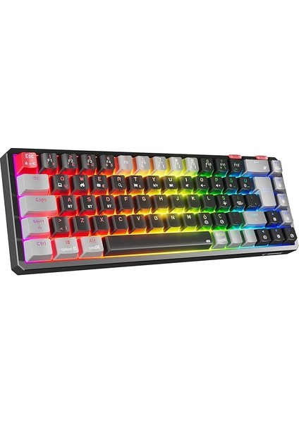 Yoru Mini Pro Siyah/gri 2.4ghz+Bt5.0+Type-C Red Swich Q Mekanik Gaming Oyuncu Klavye Rgb