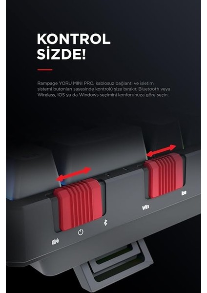 Yoru Mini Pro Siyah/gri 2.4ghz+Bt5.0+Type-C Red Swich Q Mekanik Gaming Oyuncu Klavye Rgb indirimleri