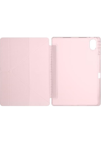 Lenovo Idea Tab Pro 12,7 Inç 2025 (TB-373FU/ TB-375FC) ile Uyumlu Kılıf Üçgen Tri Folding Kalem Bölmeli Standlı Kılıfı (Pembe) indirimleri