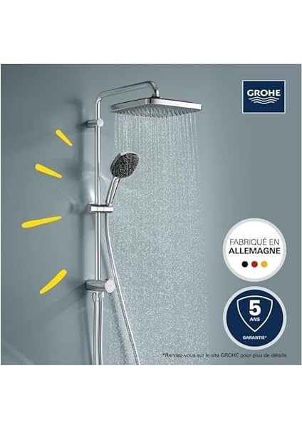 Vitalio Comfort 250 Yön Değiştiricili Duş Sistemi, Duvar Dışı Bağlantılı, 2 Akışlı Kare Tepe Duşu, 2 Akışlı El Duşu, 1500MM ve 1250MM Duş Hortumu, Su Tasarruflu, Duş Başlığı, Krom, 26698001 indirimleri