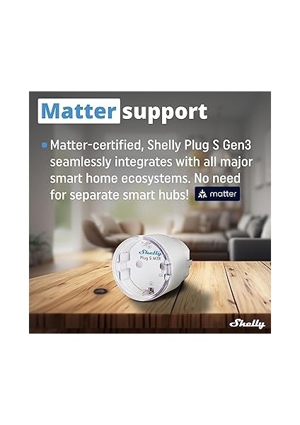Plug S Mtr Gen3 Beyaz, Matter Sertifikalı Akıllı Priz, Güç Izleme ve Çok Renkli LED Göstergeli, Ios Android App Uzaktan Kumanda, Google Home ve Alexa Aksesuarı, Zamanlayıcı fiyatları