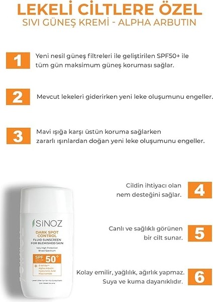 SPF50+ Koyu Cilt Lekelerine Etkili Sıvı Yüz Güneş Kremi-Yeni Nesil Filtreler-Hibrit Formül Pa++++ fiyatları