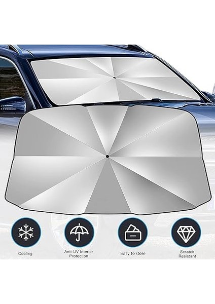Araba Ön Cam Güneşlik Şemsiye, Katlanabilir Reflektör Şemsiye, Isı ile Güneş Siperliği Koruyucu, Oto Ön Cam Kapakları Için, Kamyonlar, Arabalar Çoğu Araç Için Uygundur modelleri