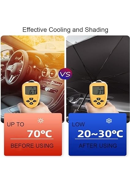 Araba Ön Cam Güneşlik Şemsiye, Katlanabilir Reflektör Şemsiye, Isı ile Güneş Siperliği Koruyucu, Oto Ön Cam Kapakları Için, Kamyonlar, Arabalar Çoğu Araç Için Uygundur fırsatları