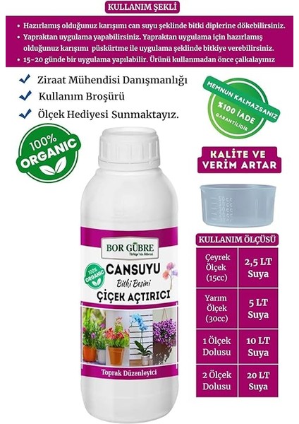 Açan Süs Bitkileri Için Can Suyu Bitki Besini Organik Sıvı Bitki Gübresi 1000ML indirimleri