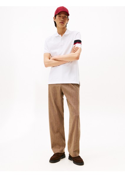 Beyaz Erkek Polo T-Shirt MW0MW41354YBR_RWB Sleeve Tape Reg P