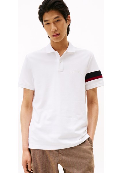 Beyaz Erkek Polo T-Shirt MW0MW41354YBR_RWB Sleeve Tape Reg P fiyatları