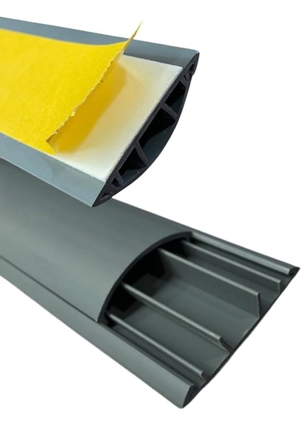 Kendinden Yapışkanlı 50X12MM Gri Balık Sırtı Kablo Kanalı (1 Metre)