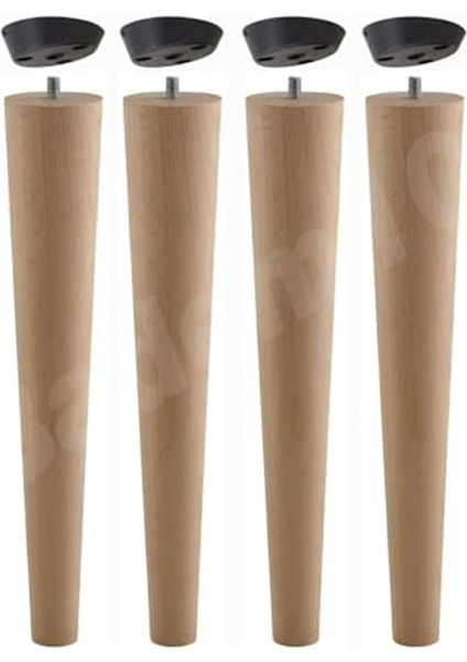 4 Adet Ahşap Mobilya Ayağı 50 cm Dereceli Aparatlı Sehpa Zigon Orta Masa Puf Tabure Ayakları M8