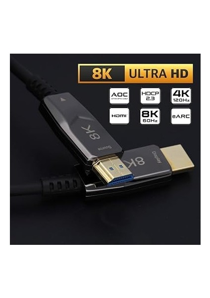 - 8k HDMI Aoc Fiber Kablo - HDMI 2.1 Standart - 48GBPS, 8k 60Hz, 4K 120Hz, 4K 60Hz, Earc, Hdr, D-Hdr, Hdcp2.3, Dolby Vision, Dolby Atmos (15 Metre) fırsatları