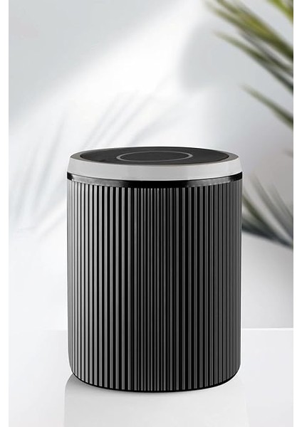 Serisi Siyah Akrilik Çöp Kovası – Silindir, 5 Litre, 25CM, Kolay Temizlenir - 3372