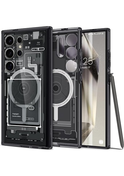 Galaxy S24 Ultra ile Uyumlu Kılıf Ultra Hybrid Onetap Metal Ring Magfit Zero One - ACS07298