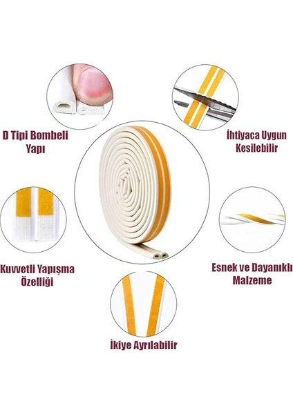 10X2=20 mt Beyaz Kapı Pencere Soğuk Izolasyon Bandı Fitili Yapışkanlı fiyatları